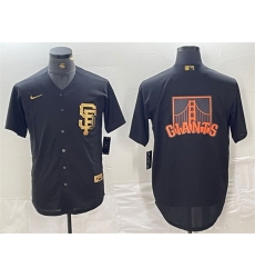 Men San Francisco Giants Black Team Big Logo Cool Base Stitched Baseball Jersey 3