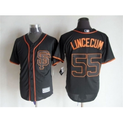 Men San Francisco Giants Tim Lincecum 55 Black Stitched Cool Base MLB Jersey