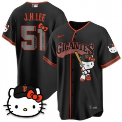 Men San Francisco Giants X Hello Kitty  51 Jung Hoo Lee Black 2026 Alternate Stadium Stitched Baseball Jersey