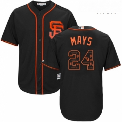 Mens Majestic San Francisco Giants 24 Willie Mays Authentic Black Team Logo Fashion Cool Base MLB Jersey