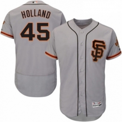 Mens Majestic San Francisco Giants 45 Derek Holland Grey Alternate Flex Base Authentic Collection MLB Jersey