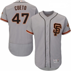 Mens Majestic San Francisco Giants 47 Johnny Cueto Grey Alternate Flex Base Authentic Collection MLB Jersey