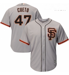 Mens Majestic San Francisco Giants 47 Johnny Cueto Replica Grey Road 2 Cool Base MLB Jersey