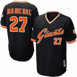 Mens Mitchell and Ness San Francisco Giants 27 Juan Marichal Replica Black Throwback MLB Jersey