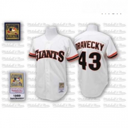 Mens Mitchell and Ness San Francisco Giants 43 Dave Dravecky Replica White Throwback MLB Jersey