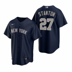 Mens Nike New York Yankees 27 Giancarlo Stanton Navy Alternate Stitched Baseball Jersey