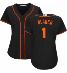 Womens Majestic San Francisco Giants 1 Gregor Blanco Authentic Black Alternate Cool Base MLB Jersey 