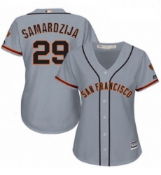 Womens Majestic San Francisco Giants 29 Jeff Samardzija Replica Grey Road Cool Base MLB Jersey