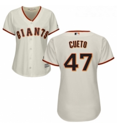 Womens Majestic San Francisco Giants 47 Johnny Cueto Replica Cream Home Cool Base MLB Jersey