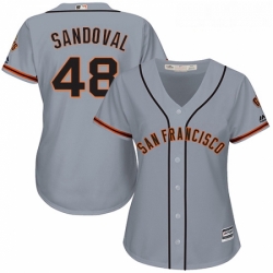 Womens Majestic San Francisco Giants 48 Pablo Sandoval Authentic Grey Road Cool Base MLB Jersey 