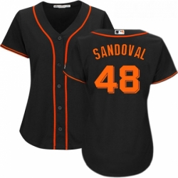 Womens Majestic San Francisco Giants 48 Pablo Sandoval Replica Black Alternate Cool Base MLB Jersey 