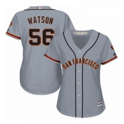 Womens Majestic San Francisco Giants 56 Tony Watson Replica Grey Road Cool Base MLB Jersey 