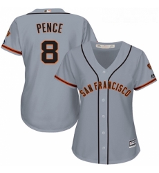 Womens Majestic San Francisco Giants 8 Hunter Pence Replica Grey Road Cool Base MLB Jersey