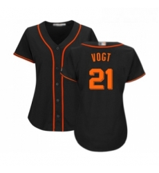 Womens San Francisco Giants 21 Stephen Vogt Replica Black Alternate Cool Base Baseball Jersey 