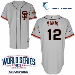 Youth Majestic San Francisco Giants 12 Joe Panik Replica Grey Road 2 Cool Base w2014 World Series Patch MLB Jersey