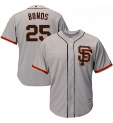 Youth Majestic San Francisco Giants 25 Barry Bonds Replica Grey Road 2 Cool Base MLB Jersey