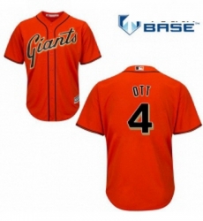 Youth Majestic San Francisco Giants 4 Mel Ott Authentic Orange Alternate Cool Base MLB Jersey