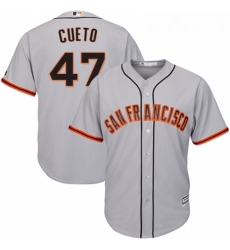 Youth Majestic San Francisco Giants 47 Johnny Cueto Replica Grey Road Cool Base MLB Jersey