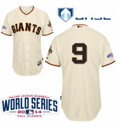 Youth Majestic San Francisco Giants 9 Brandon Belt Replica Cream Home Cool Base 2014 World Series Patch MLB Jersey