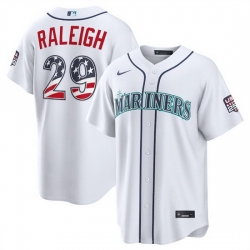 Men Seattle Mariners  29 Big Dumper White USA 250 Fourth of July Home Stitched Baseball Jersey