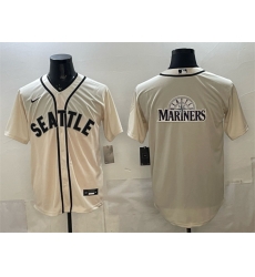 Men Seattle Mariners Team Big Logo Cream Alternate Stitched Baseball Jersey Men Seattle Mariners Team Big Logo Cream Alternate Stitched Baseball Jersey