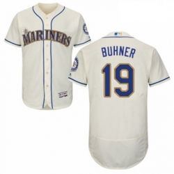 Mens Majestic Seattle Mariners 19 Jay Buhner Cream Alternate Flex Base Authentic Collection MLB Jersey