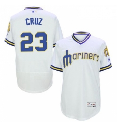 Mens Majestic Seattle Mariners 23 Nelson Cruz White Flexbase Authentic Collection Cooperstown MLB Jersey