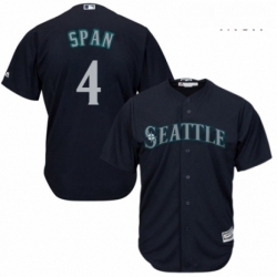 Mens Majestic Seattle Mariners 4 Denard Span Replica Navy Blue Alternate 2 Cool Base MLB Jersey 