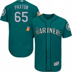 Mens Majestic Seattle Mariners 65 James Paxton Teal Green Alternate Flex Base Authentic Collection MLB Jersey