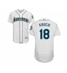 Mens Seattle Mariners 18 Yusei Kikuchi White Home Flex Base Authentic Collection Baseball Jersey