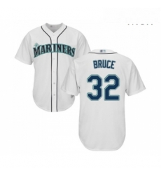 Mens Seattle Mariners 32 Jay Bruce Replica White Home Cool Base Baseball Jersey 