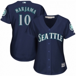 Womens Majestic Seattle Mariners 10 Mike Marjama Authentic Navy Blue Alternate 2 Cool Base MLB Jersey 