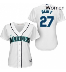 Womens Majestic Seattle Mariners 27 Ryon Healy Authentic White Home Cool Base MLB Jersey 