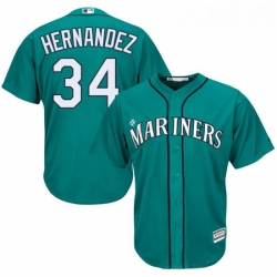 Womens Majestic Seattle Mariners 34 Felix Hernandez Replica Teal Green Alternate Cool Base MLB Jersey