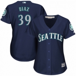 Womens Majestic Seattle Mariners 39 Edwin Diaz Authentic Navy Blue Alternate 2 Cool Base MLB Jersey 