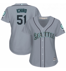 Womens Majestic Seattle Mariners 51 Ichiro Suzuki Replica Grey Road Cool Base MLB Jersey