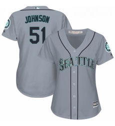 Womens Majestic Seattle Mariners 51 Randy Johnson Authentic Grey Road Cool Base MLB Jersey