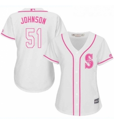 Womens Majestic Seattle Mariners 51 Randy Johnson Authentic White Fashion Cool Base MLB Jersey