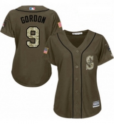 Womens Majestic Seattle Mariners 9 Dee Gordon Replica Green Salute to Service MLB Jersey 