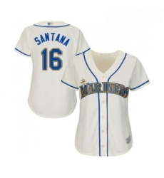 Womens Seattle Mariners 16 Domingo Santana Replica Cream Alternate Cool Base Baseball Jersey 