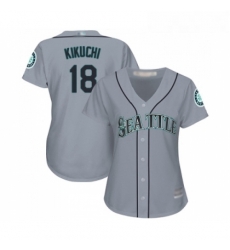 Womens Seattle Mariners 18 Yusei Kikuchi Replica Grey Road Cool Base Baseball Jersey 