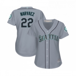 Womens Seattle Mariners 22 Omar Narvaez Replica Grey Road Cool Base Baseball Jersey 