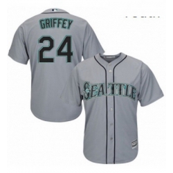 Youth Majestic Seattle Mariners 24 Ken Griffey Replica Grey Road Cool Base MLB Jersey