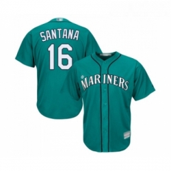 Youth Seattle Mariners 16 Domingo Santana Replica Teal Green Alternate Cool Base Baseball Jersey 