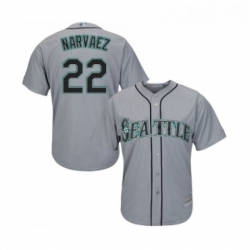 Youth Seattle Mariners 22 Omar Narvaez Replica Grey Road Cool Base Baseball Jersey 