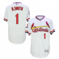 Mens Majestic St Louis Cardinals 1 Ozzie Smith White Flexbase Authentic Collection Cooperstown MLB Jersey