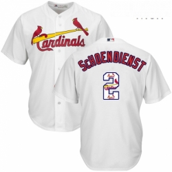 Mens Majestic St Louis Cardinals 2 Red Schoendienst Authentic White Team Logo Fashion Cool Base MLB Jersey