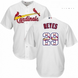 Mens Majestic St Louis Cardinals 29 lex Reyes Authentic White Team Logo Fashion Cool Base MLB Jersey 