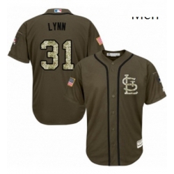 Mens Majestic St Louis Cardinals 31 Lance Lynn Replica Green Salute to Service MLB Jersey