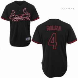 Mens Majestic St Louis Cardinals 4 Yadier Molina Replica Black Fashion MLB Jersey